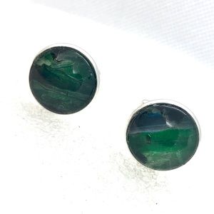 Cufflinks silver plated handcrafted glass